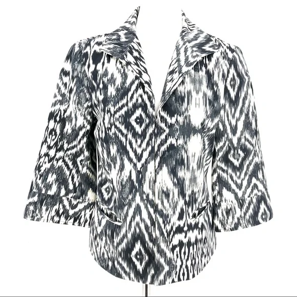 Lafayette 148 New York Black & White Cropped Blazer - Picture 1 of 10